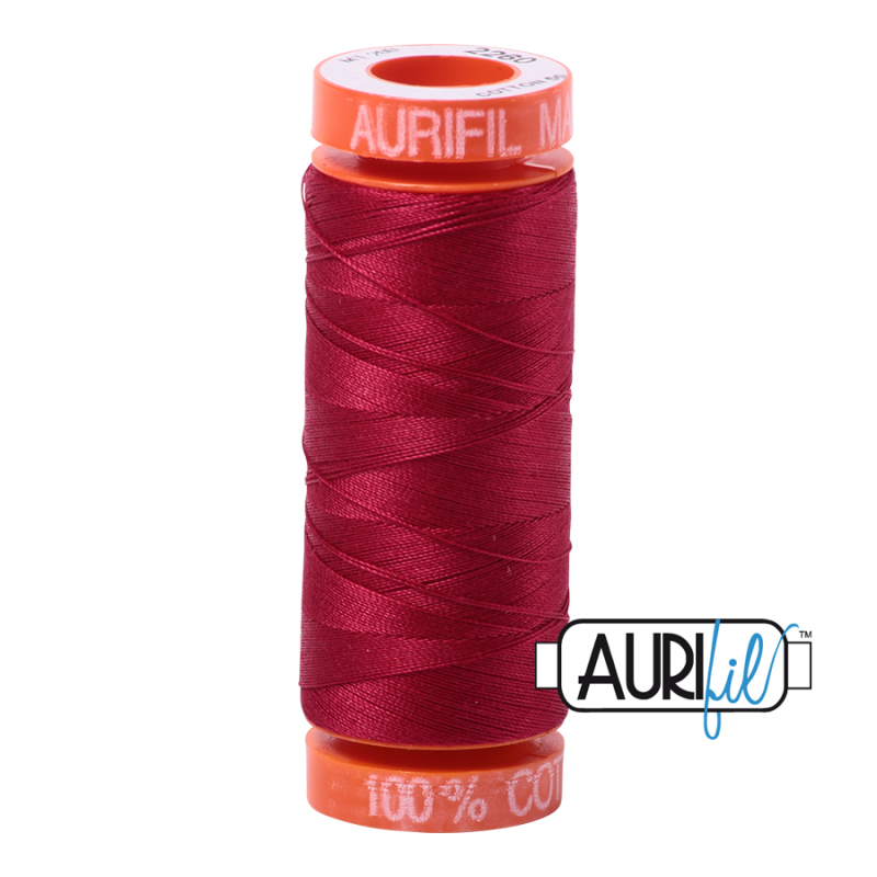 Aurifil 50wt Cotton Thead, Red Wine #2260 (200m)