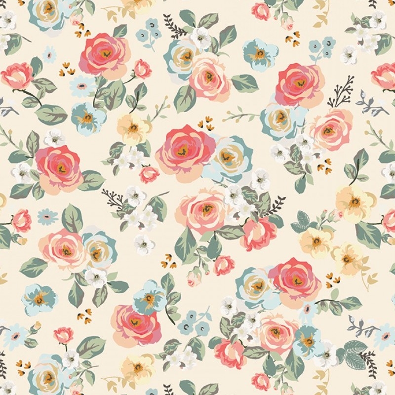 Gingham Gardens Floral Cream | C10351R-CREA