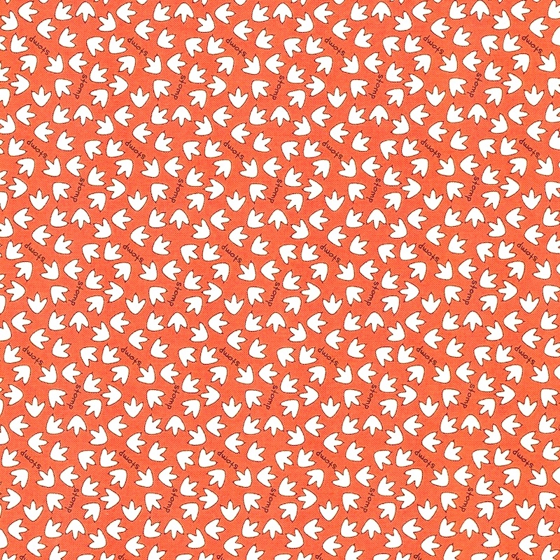 Eat Your Veggies Tracks Orange cotton quilt fabric