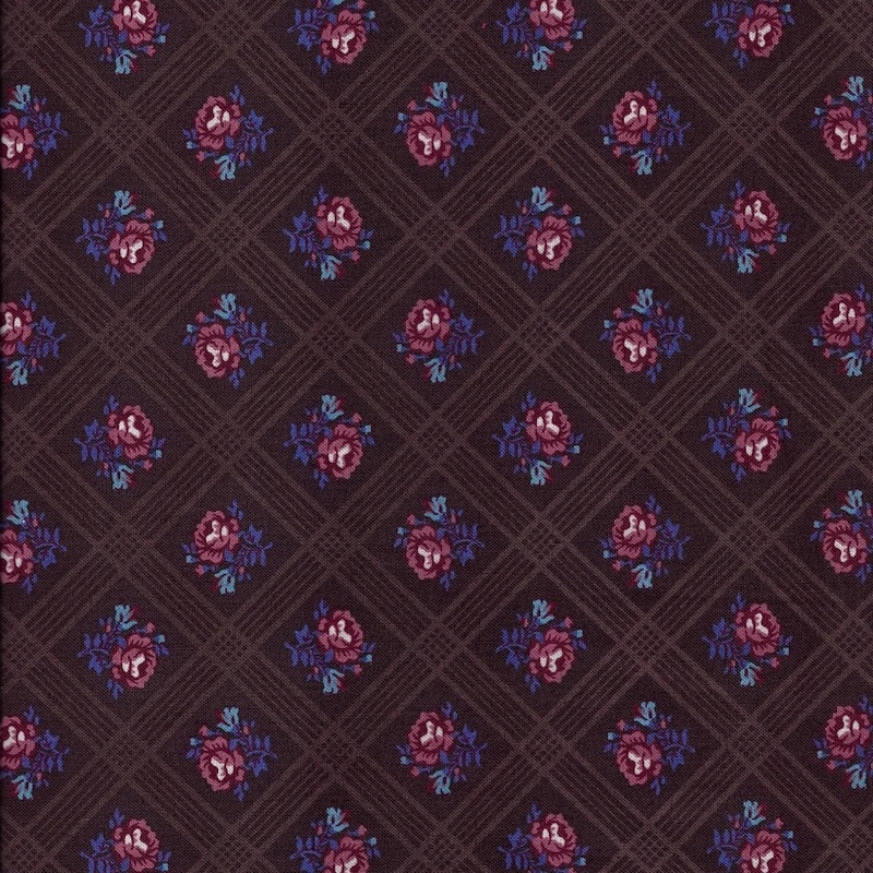 Gather Bark Puce Floral Plaid cotton fabric 52617-4