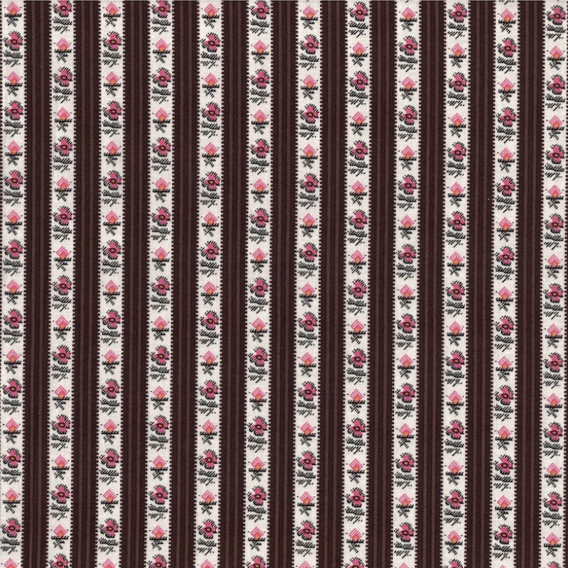 Petite Perennials Brown Floral Stripe | 52532-3
