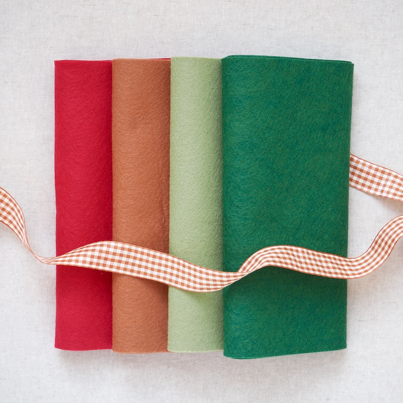 Wool Felt Blend Bundle, Christmas colours for crafts
